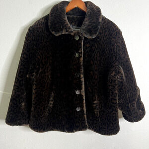 Furrocious Faux Fur XL Leopard Short Coat Soft Cozy Minky Fabric Fall‎ Fashion